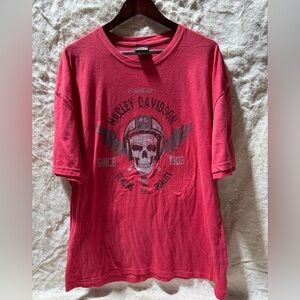 Harley Davidson Legendary Skull Mens XXLarge Graphic Tee Red Shirt Short Sleeve